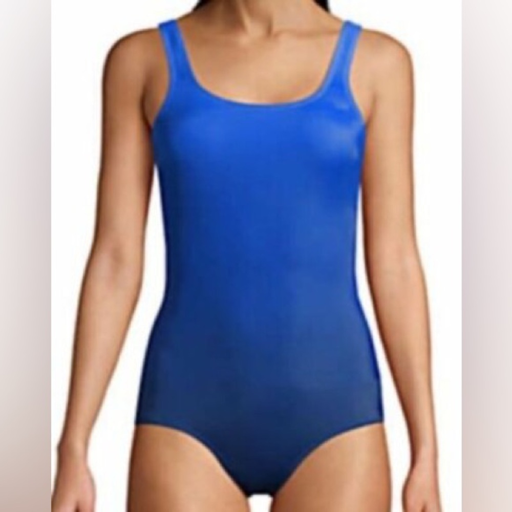 NWT Lands' End Blue Ombré One Piece Swimsuit Scoop Neck - Picture 6 of 6